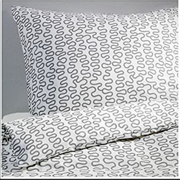 IKEA Other - Ikea Krakris Grey White Squiggle Modern Art Twin Duvet /matching pillow sham